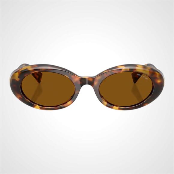 New MIU MIU Sunglasses Brown Tortoise Oval Womens Reverie - Picture 2 of 6